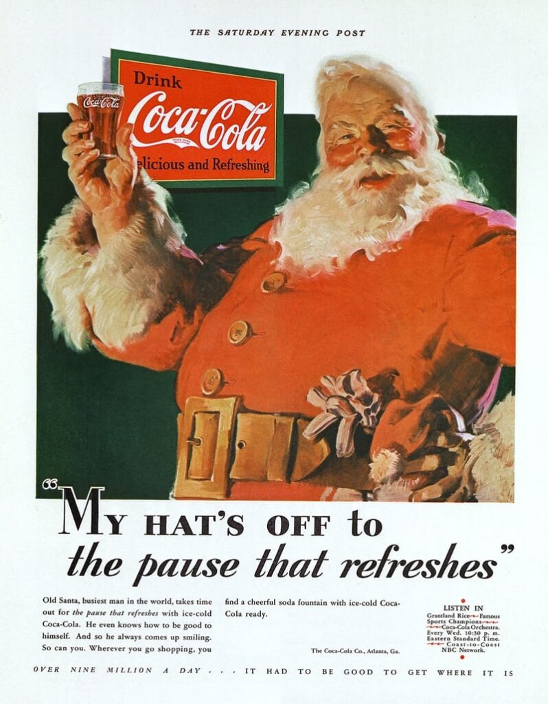 Santa in an early Coca-cola advertisement