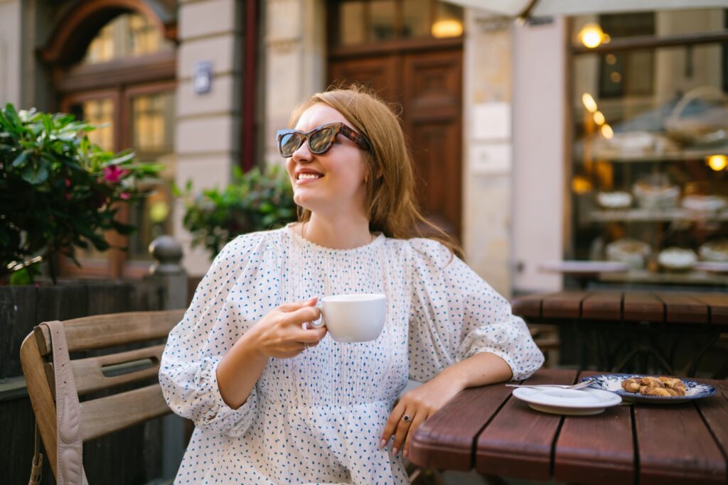Woman drinking coffee